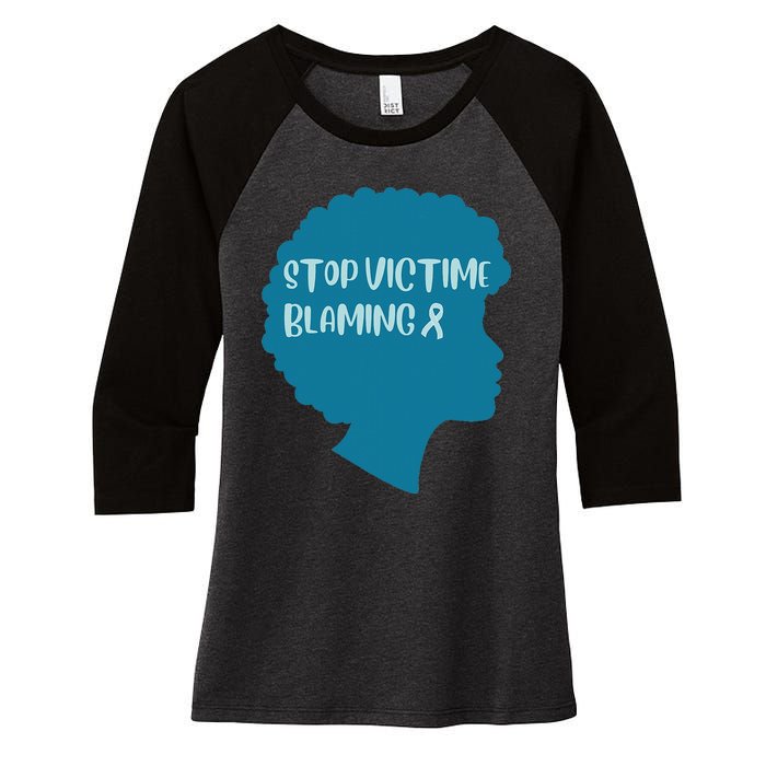 Stop Victim Blaming Sexual Assault Awareness Month Warrior Women's Tri-Blend 3/4-Sleeve Raglan Shirt