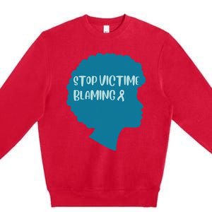 Stop Victim Blaming Sexual Assault Awareness Month Warrior Premium Crewneck Sweatshirt