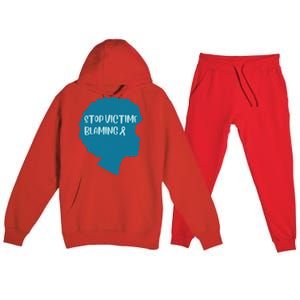 Stop Victim Blaming Sexual Assault Awareness Month Warrior Premium Hooded Sweatsuit Set