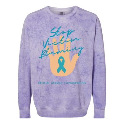 Stop Victim Blaming Sexual Assault Awareness Colorblast Crewneck Sweatshirt