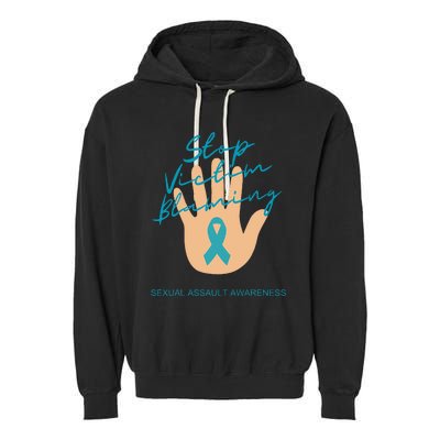 Stop Victim Blaming Sexual Assault Awareness Garment-Dyed Fleece Hoodie