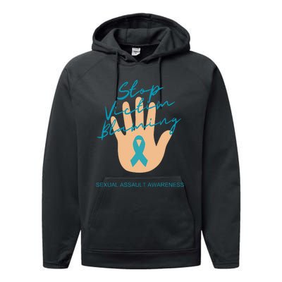 Stop Victim Blaming Sexual Assault Awareness Performance Fleece Hoodie