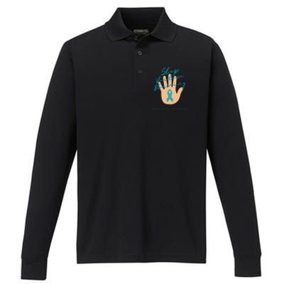 Stop Victim Blaming Sexual Assault Awareness Performance Long Sleeve Polo