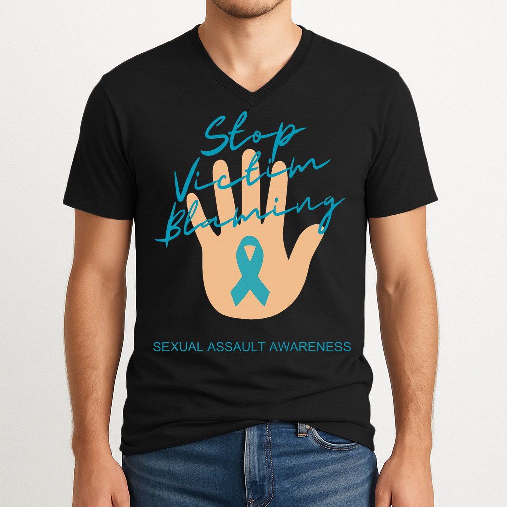 Stop Victim Blaming Sexual Assault Awareness V-Neck T-Shirt