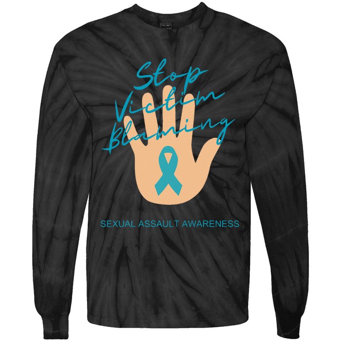 Stop Victim Blaming Sexual Assault Awareness Tie-Dye Long Sleeve Shirt