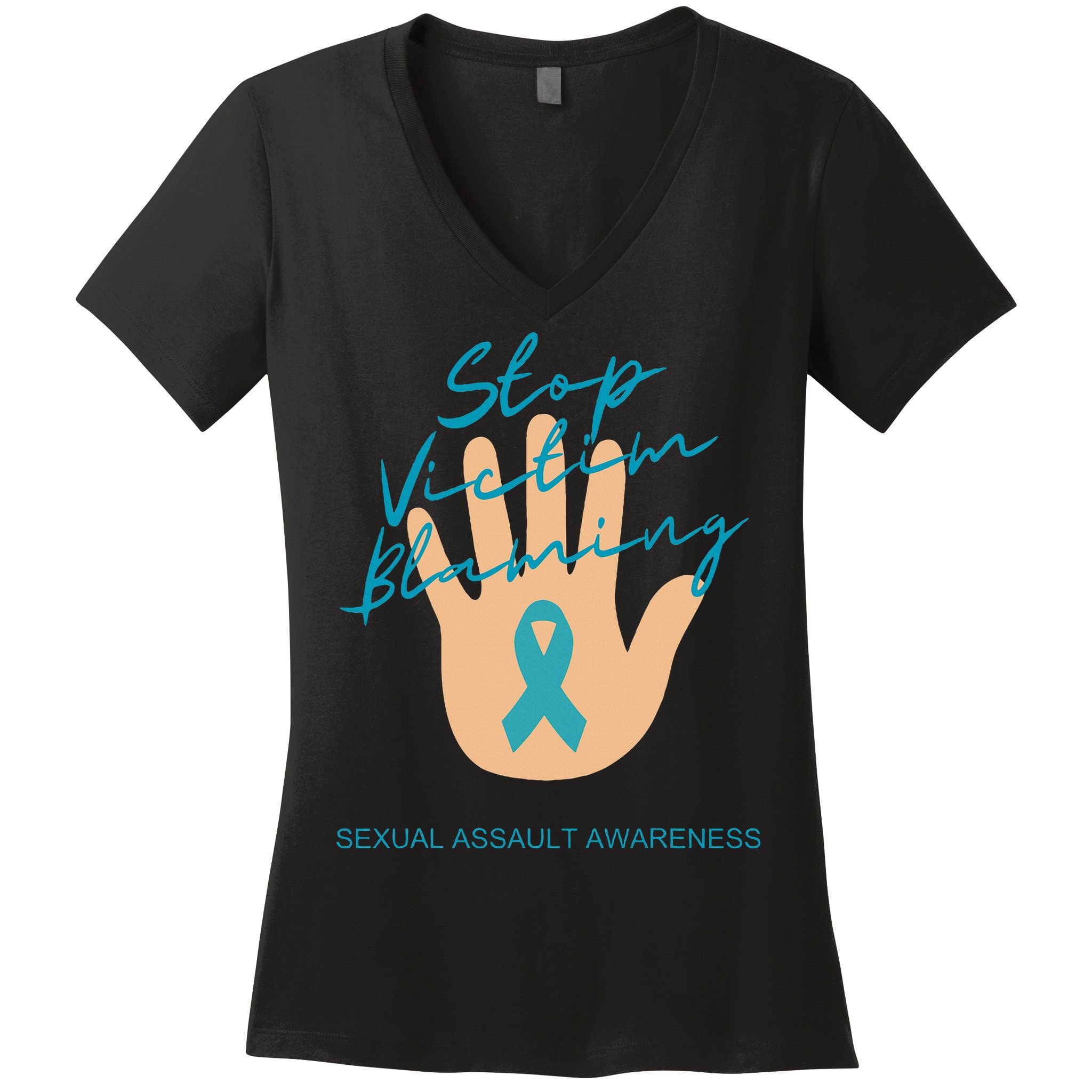 Stop Victim Blaming Sexual Assault Awareness Women's V-Neck T-Shirt