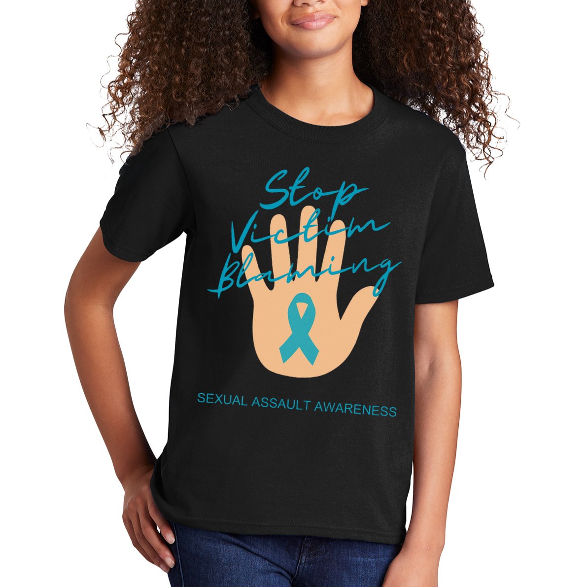 Stop Victim Blaming Sexual Assault Awareness Kids T-Shirt