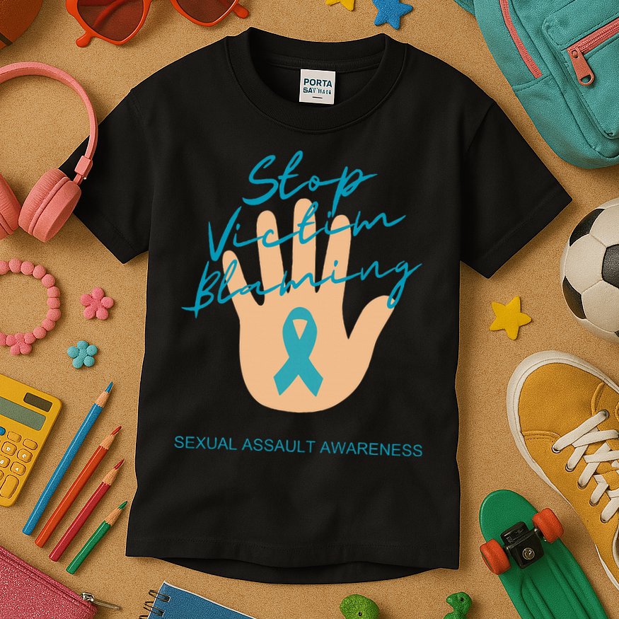 Stop Victim Blaming Sexual Assault Awareness Kids T-Shirt