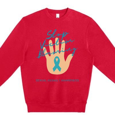 Stop Victim Blaming Sexual Assault Awareness Premium Crewneck Sweatshirt