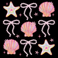 Summer Vibe Coquette Bow Pearl Clam Starfish Cotton Candy City Backpack