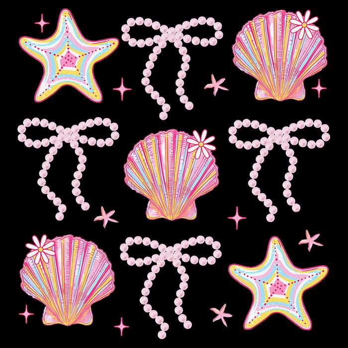 Summer Vibe Coquette Bow Pearl Clam Starfish Cotton Candy City Backpack