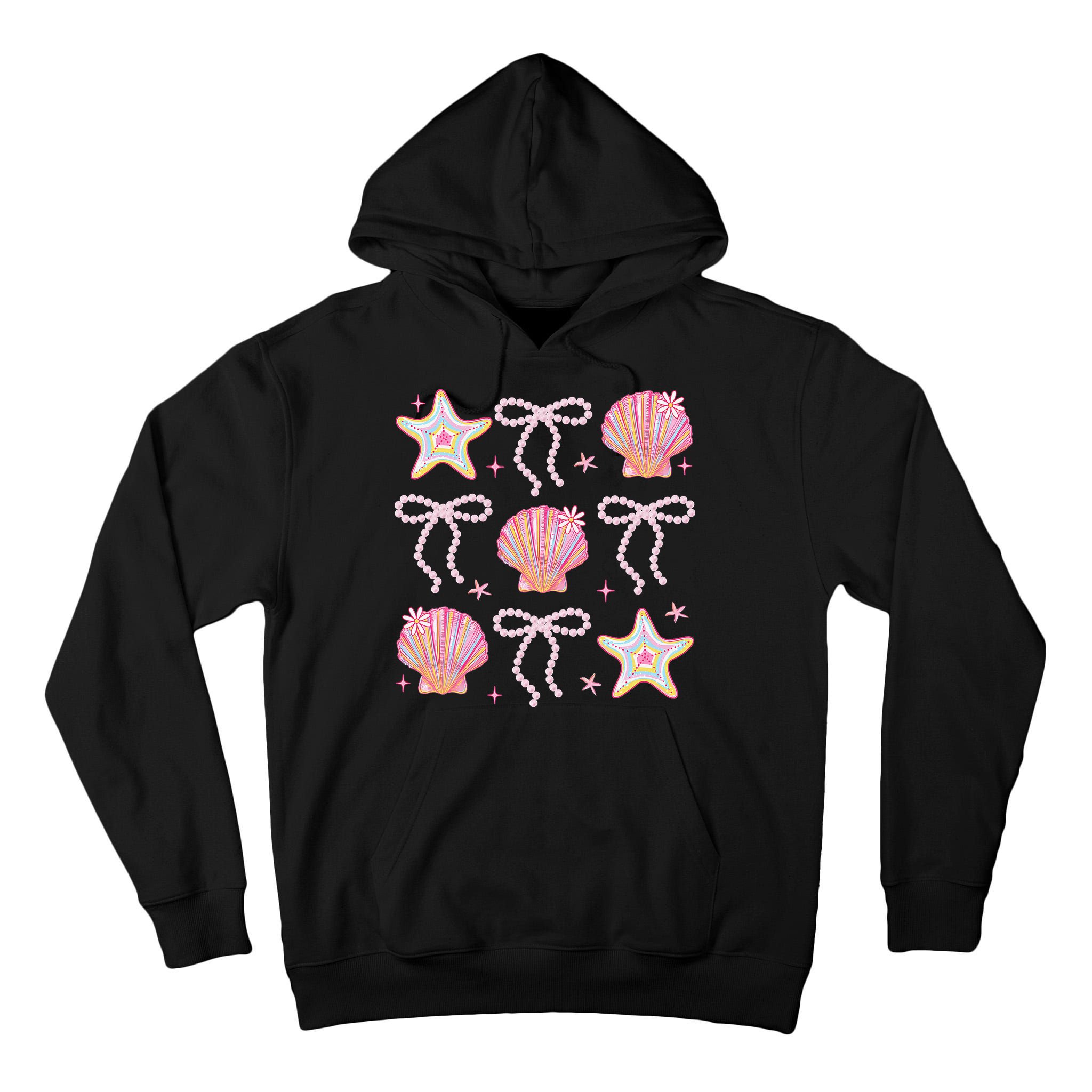 Summer Vibe Coquette Bow Pearl Clam Starfish Cotton Candy Tall Hoodie