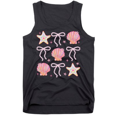 Summer Vibe Coquette Bow Pearl Clam Starfish Cotton Candy Tank Top