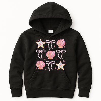 Summer Vibe Coquette Bow Pearl Clam Starfish Cotton Candy Kids Hoodie