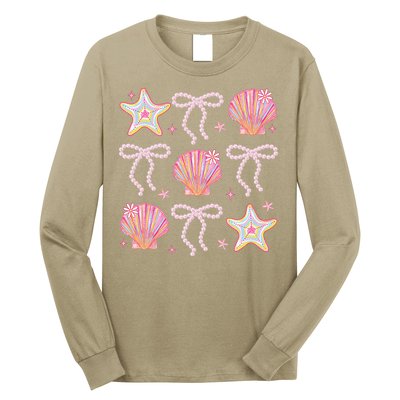 Summer Vibe Coquette Bow Pearl Clam Starfish Cotton Candy Long Sleeve Shirt