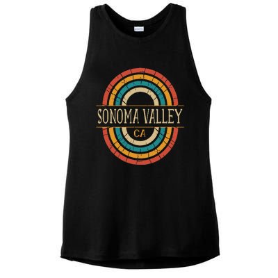 Sonoma Valley California Vintage Ca Retro Home State Ladies PosiCharge Tri-Blend Wicking Tank