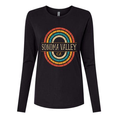 Sonoma Valley California Vintage Ca Retro Home State Womens Cotton Relaxed Long Sleeve T-Shirt