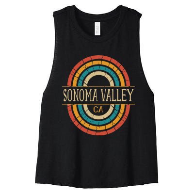 Sonoma Valley California Vintage Ca Retro Home State Women's Racerback Cropped Tank