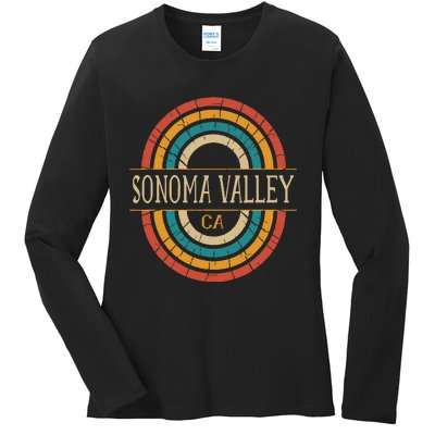 Sonoma Valley California Vintage Ca Retro Home State Ladies Long Sleeve Shirt