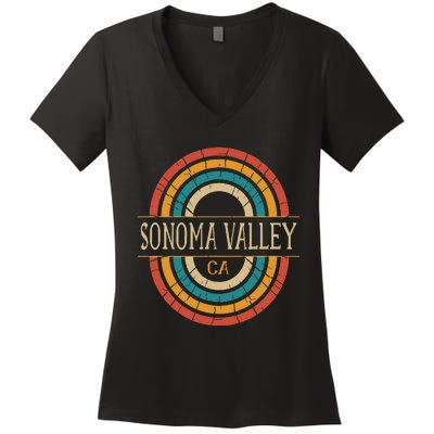 Sonoma Valley California Vintage Ca Retro Home State Women's V-Neck T-Shirt