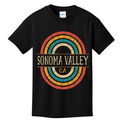 Sonoma Valley California Vintage Ca Retro Home State Kids T-Shirt