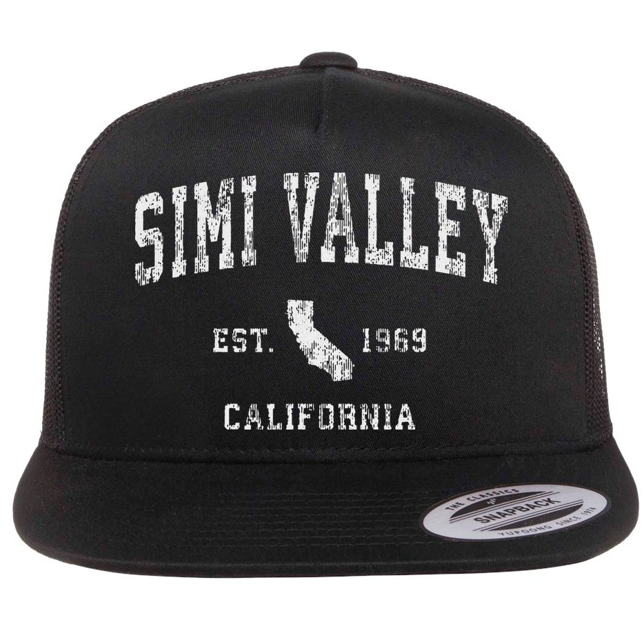 Simi Valley California Ca Vintage Athletic Sports Design Flat Bill Trucker Hat