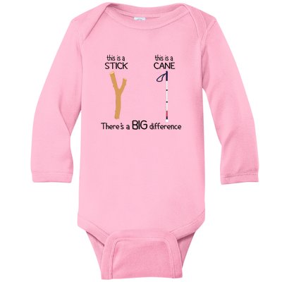 Stick Vs Cane TVI White Cane Awareness Blind Baby Long Sleeve Bodysuit