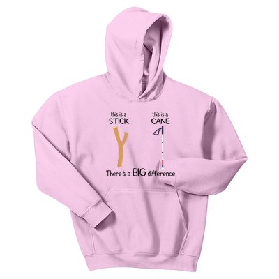 Stick Vs Cane TVI White Cane Awareness Blind Kids Hoodie