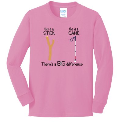 Stick Vs Cane TVI White Cane Awareness Blind Kids Long Sleeve Shirt