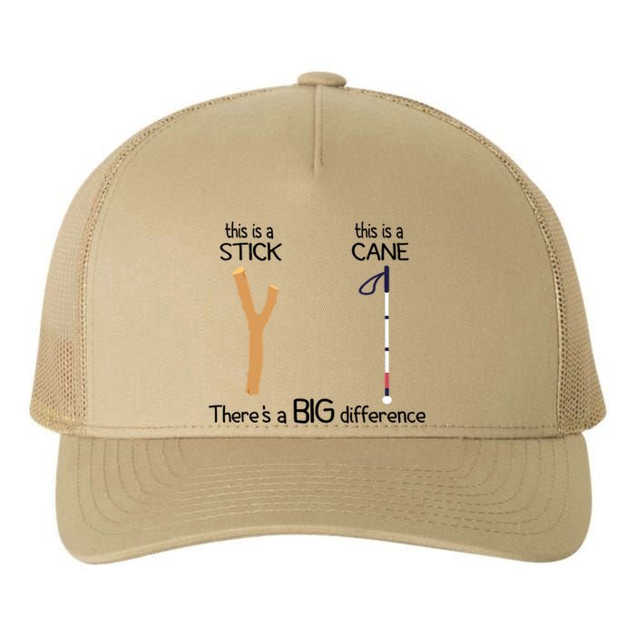 Stick Vs Cane TVI White Cane Awareness Blind Yupoong Adult 5-Panel Trucker Hat