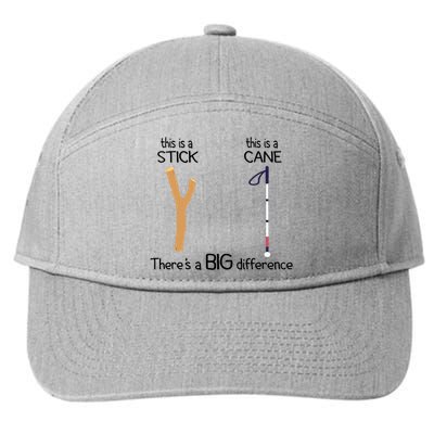 Stick Vs Cane TVI White Cane Awareness Blind 7-Panel Snapback Hat