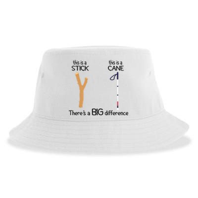 Stick Vs Cane TVI White Cane Awareness Blind Sustainable Bucket Hat