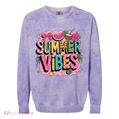 Summer Vibes Couqette Bow Melon Colorblast Crewneck Sweatshirt