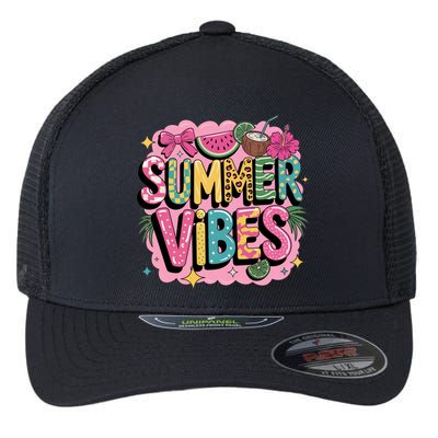 Summer Vibes Couqette Bow Melon Flexfit Unipanel Trucker Cap