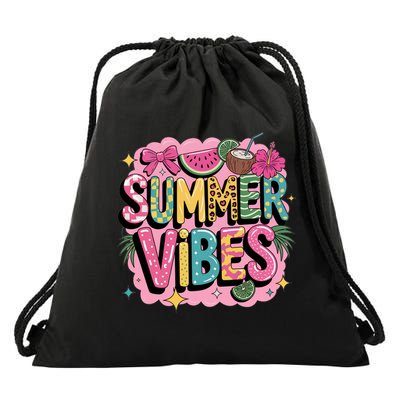 Summer Vibes Couqette Bow Melon Drawstring Bag