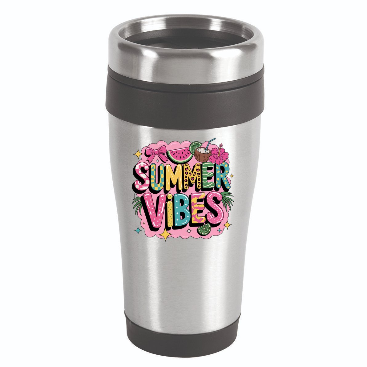 Summer Vibes Couqette Bow Melon 16oz Travel Tumbler