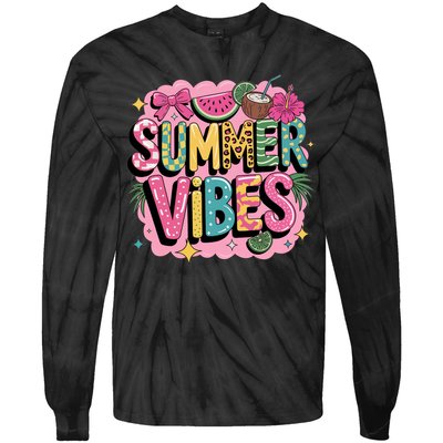 Summer Vibes Couqette Bow Melon Tie-Dye Long Sleeve Shirt