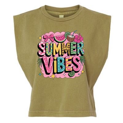 Summer Vibes Couqette Bow Melon Garment-Dyed Women's Muscle Tee