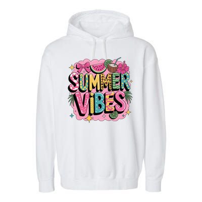Summer Vibes Couqette Bow Melon Garment-Dyed Fleece Hoodie