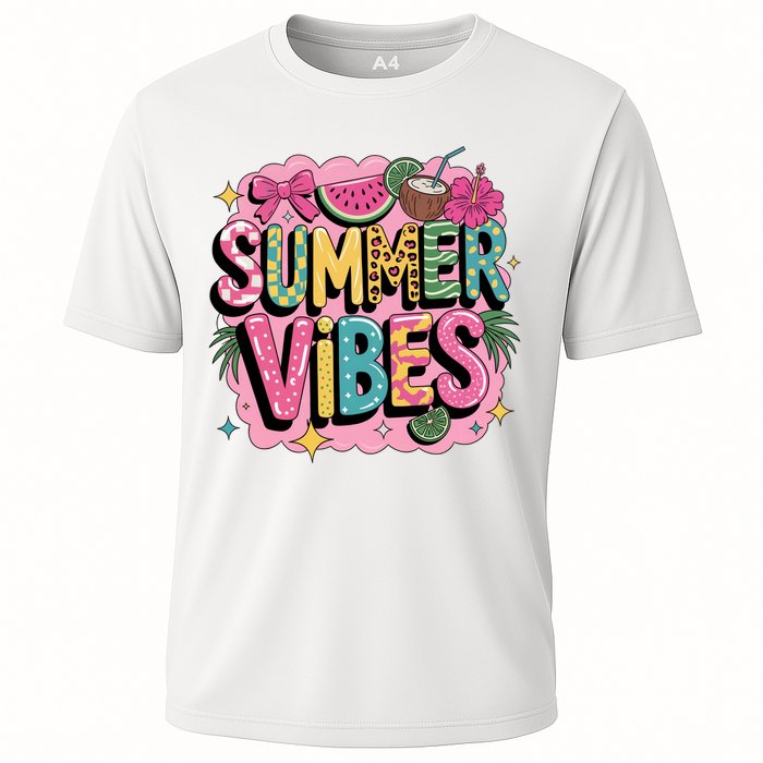 Summer Vibes Couqette Bow Melon Cooling Performance Crew T-Shirt
