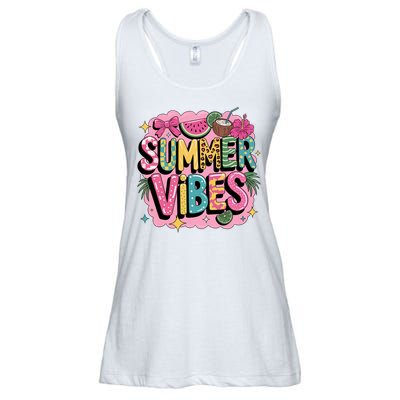 Summer Vibes Couqette Bow Melon Ladies Essential Flowy Tank