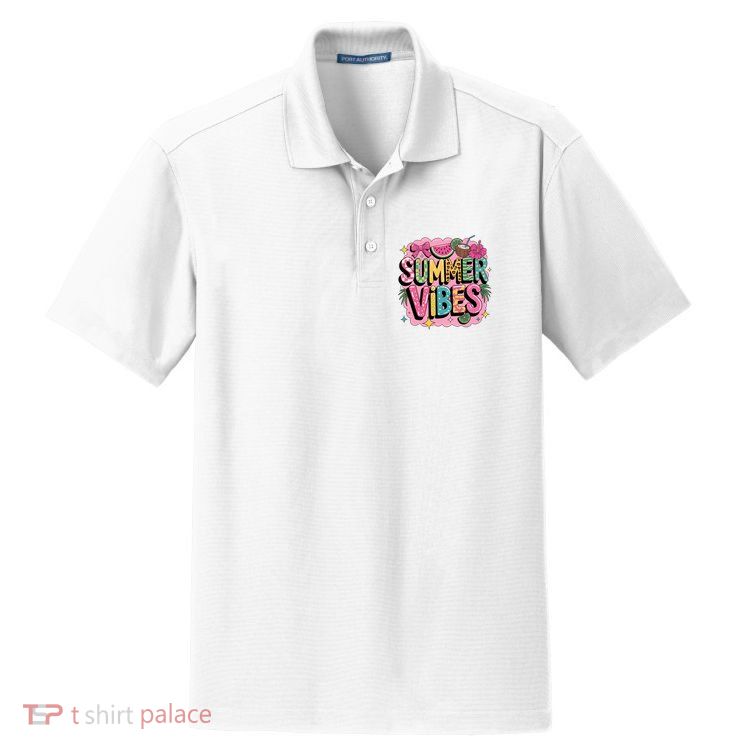 Summer Vibes Couqette Bow Melon Dry Zone Grid Polo