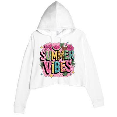 Summer Vibes Couqette Bow Melon Crop Fleece Hoodie
