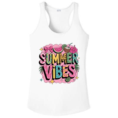 Summer Vibes Couqette Bow Melon Ladies PosiCharge Competitor Racerback Tank