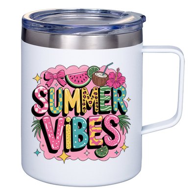 Summer Vibes Couqette Bow Melon 12oz Stainless Steel Coffee Mug