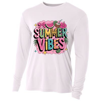 Summer Vibes Couqette Bow Melon Cooling Performance Long Sleeve Crew