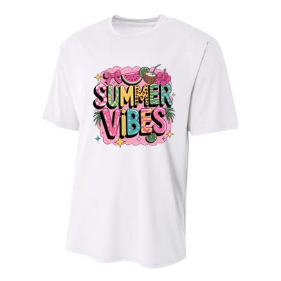 Summer Vibes Couqette Bow Melon Youth Performance Sprint T-Shirt