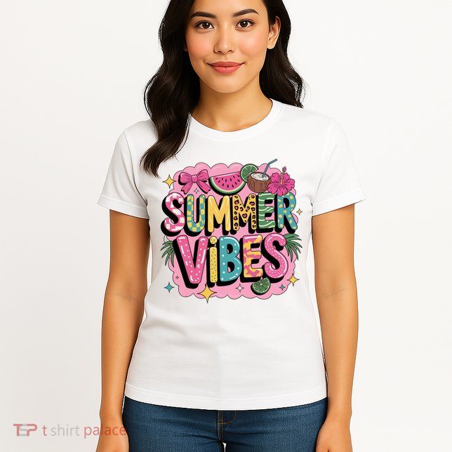 Summer Vibes Couqette Bow Melon Womens T-Shirt