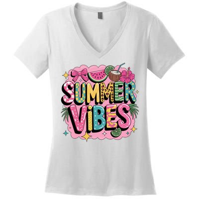 Summer Vibes Couqette Bow Melon Women's V-Neck T-Shirt