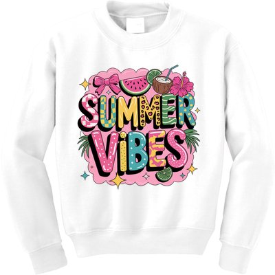 Summer Vibes Couqette Bow Melon Kids Sweatshirt